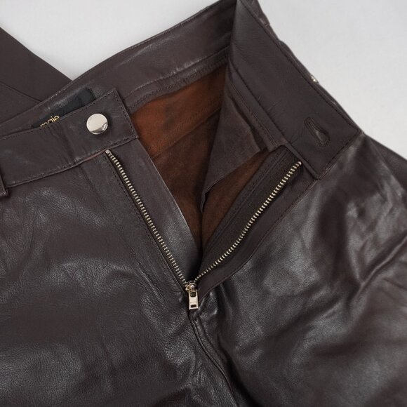 Maje Plutoma Flared Leather Trousers In Marron Brown Women's Size EU 38 - NWT - Picture 6 of 12